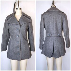 Gray Wool Jacket Pointed Collar 60s 70s Winter Designed in California USA  XS